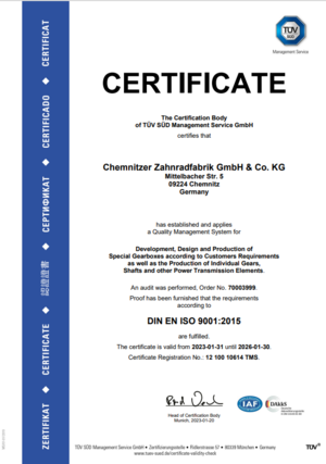 Zertifikat DIN ISO 9001 2023 English